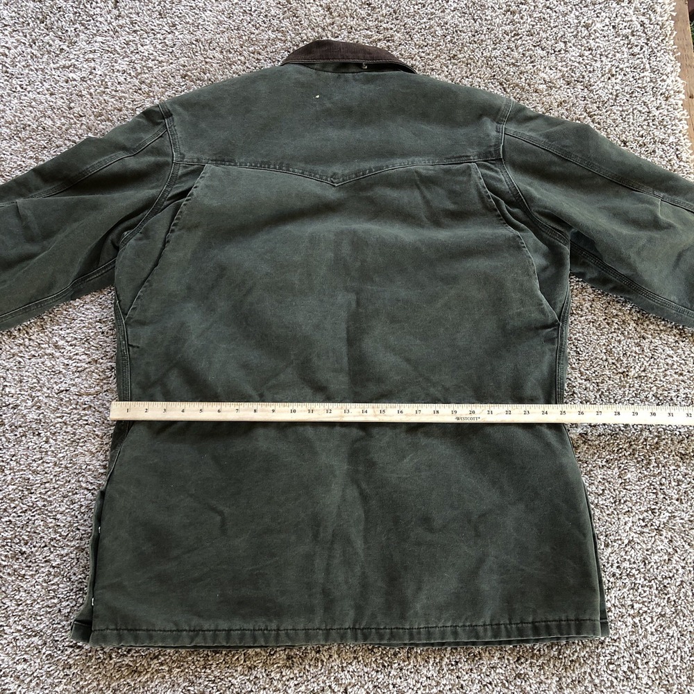 Carhartt Olive Green Canvas Barn Coat with Brown Corduroy Collar - Picture 7 of 12